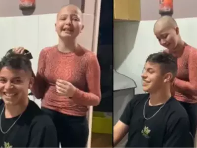 brother shaves head for cancer ridden sister