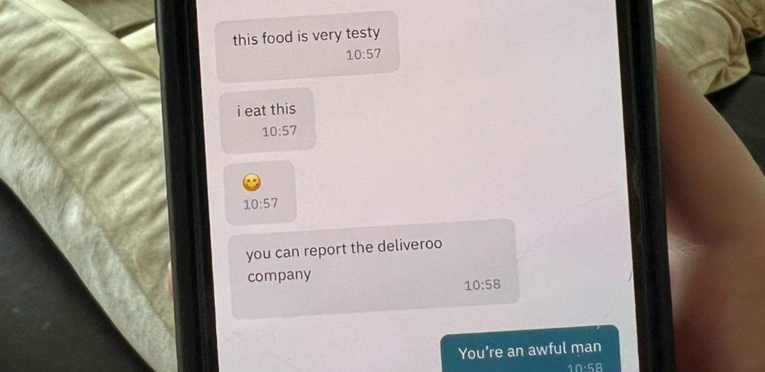 delivery man texts customer