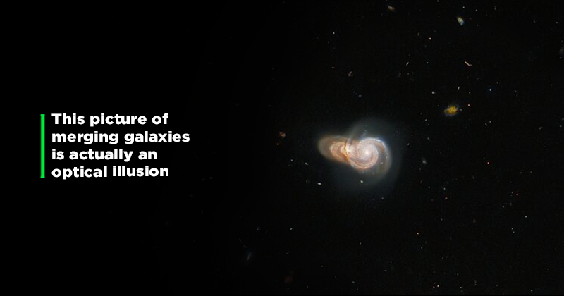 Перекрывающиеся галактики, видимые на новом изображении Хаббла, на самом деле являются оптическим обманом.