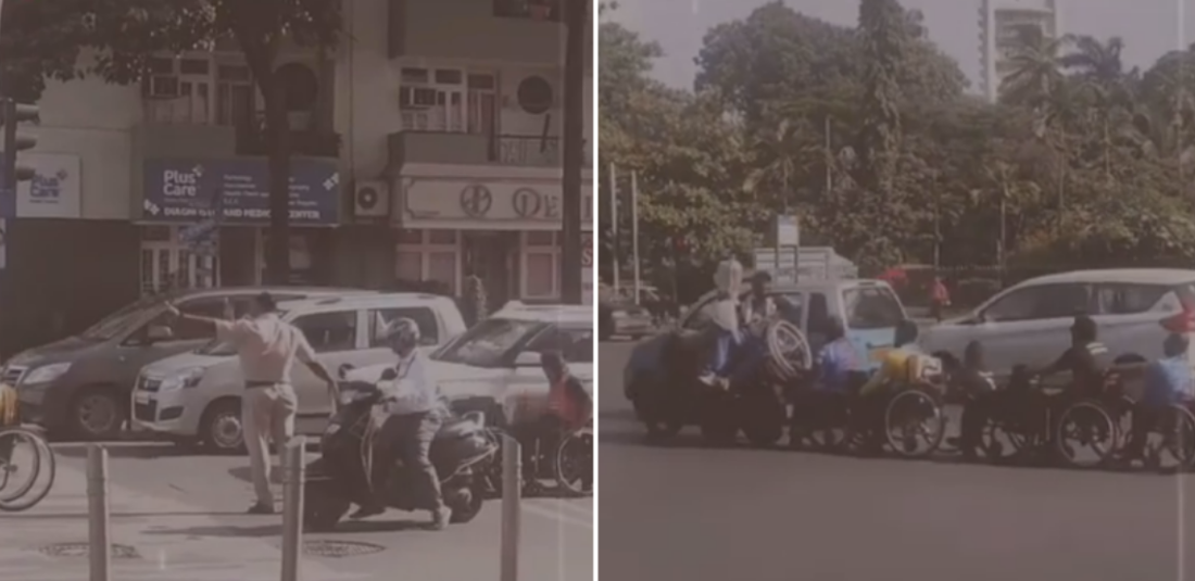 Mumbai traffic cop helps specially abled men