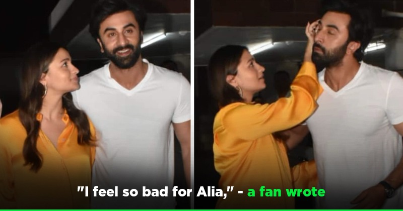 Alia Bhatt tries to fix Ranbir Kapoor's hair, he pushes her hand away.  Watch