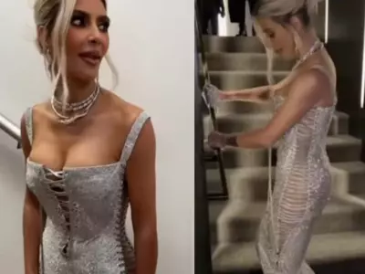 Internet Says, Kim Kardashian Is 'Going To Sue Her Designer' As She Struggles To Walk In Gown 