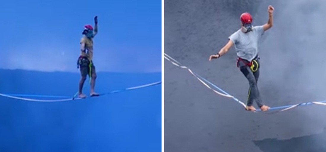 Two Men Create World Record For Longest Slackline Walk Over Active Volcano