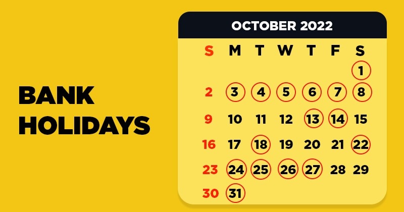 Bank Holidays October 2022