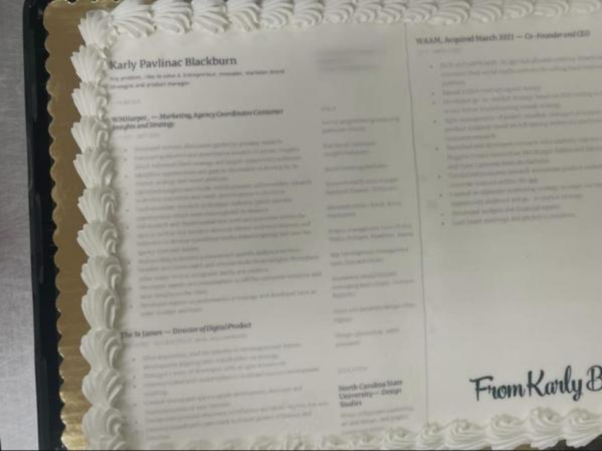 Woman Sends 39 Cake Resume 39 To Nike - Woman Prints Resume On Cake For Nike 6331599b2d75a
