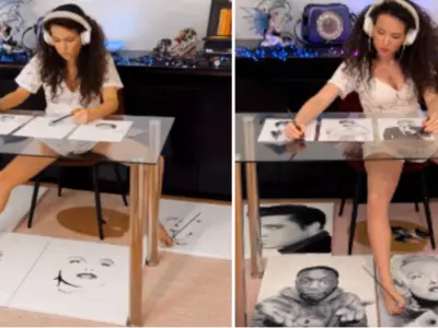 Artistic Genius Watch This Woman Create Masterpieces with Both Hands and Legs