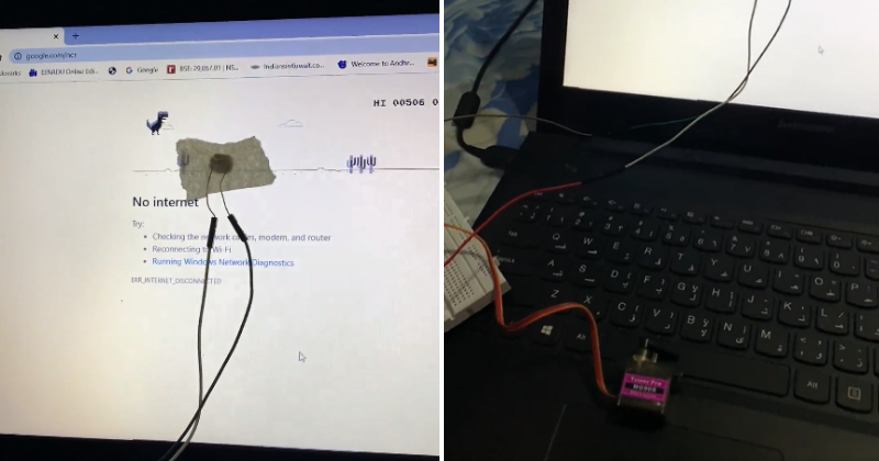 Arduino plays the Chrome Dinosaur Game on another Arduino