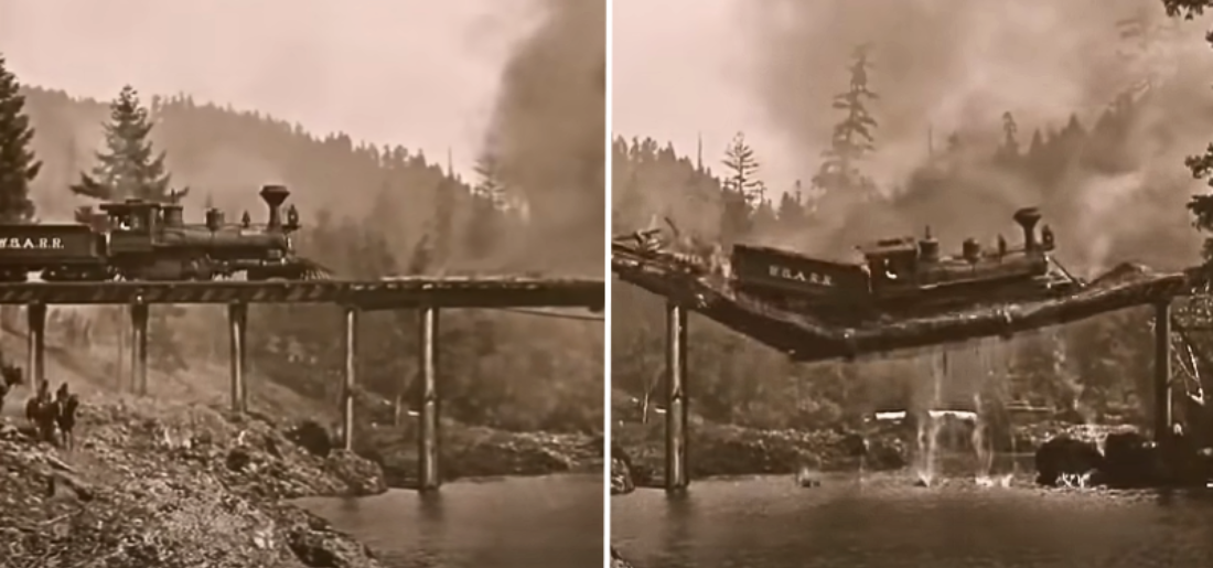 Buster Keaton's Iconic 'The General' Train Wreck Scene