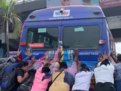 Mumbaikars Push Stranded Bus In Viral Video