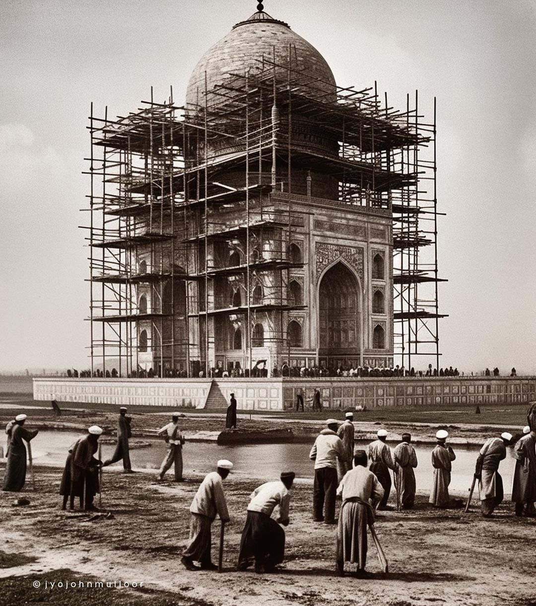 making of Taj mahal AI pics 