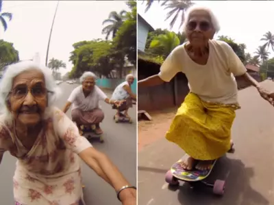Viral Photos Show Elderly Women Skating on Streets with the Help of AI Technology