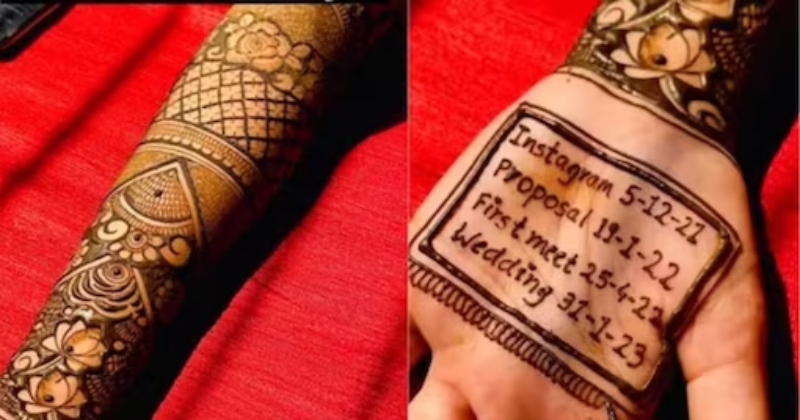 Bride Gets Relationship Timeline On Her Hand With Mehndi