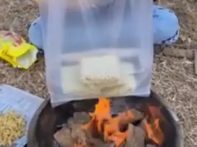 Making Maggi In Plastic Bag Over Fire, Viral Video