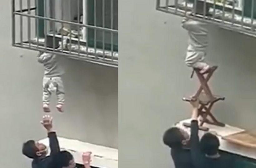 Watch: Man climbs out of window to rescue toddler hanging from 8th floor in  Kazakhstan