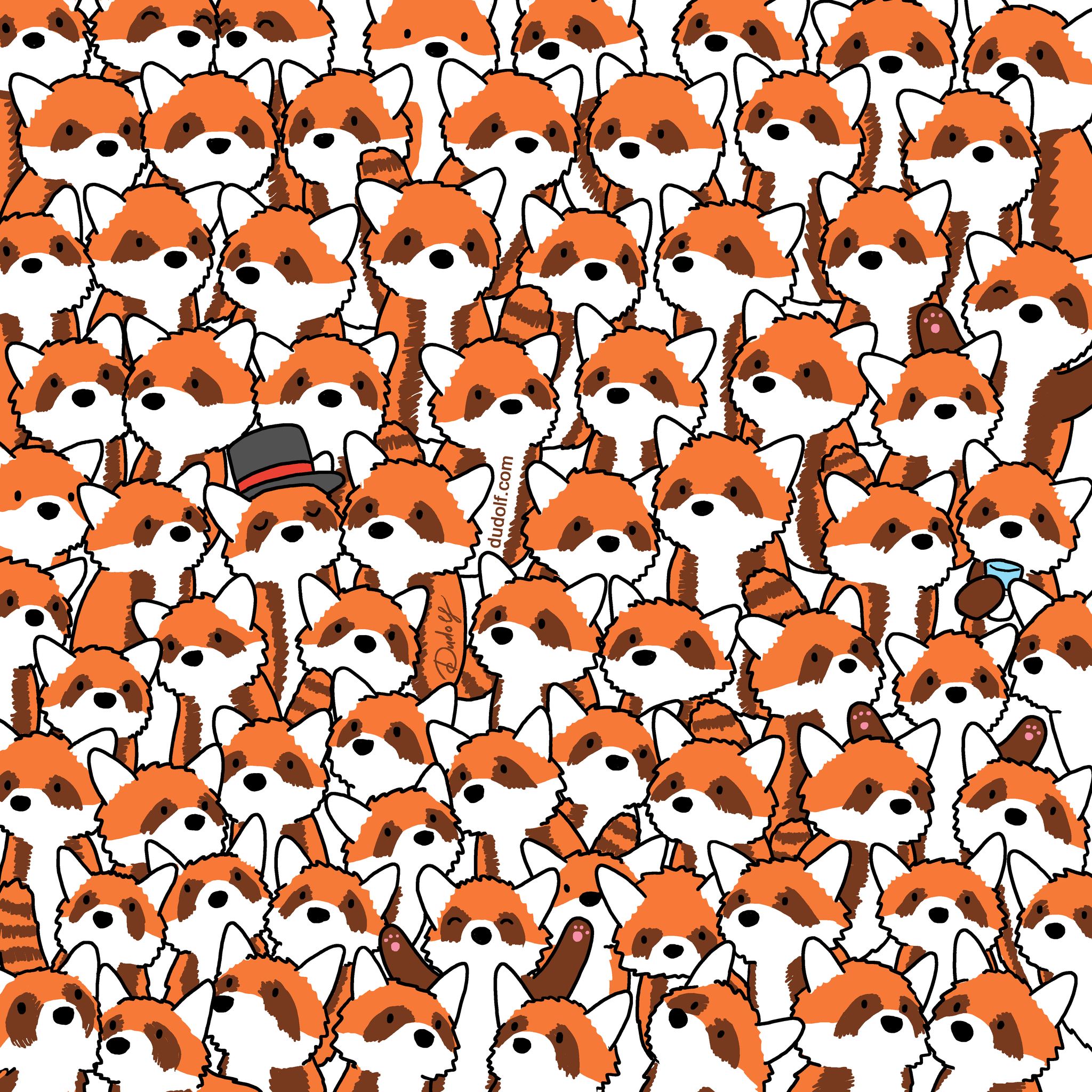 Optical Illusion Spot 3 Hidden Foxes Among The Red Pandas
