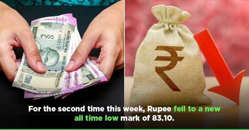 Rupee Falls To All Time Low Of 83.10 Against US Dollar