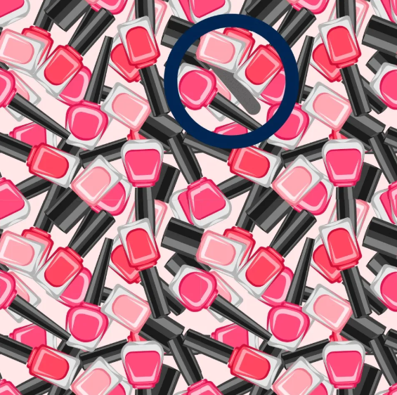 You Can Spot The Hidden Nail File Among The Sea Of Pink Nail Polishes Within 5 Seconds Using This Optical Illusion