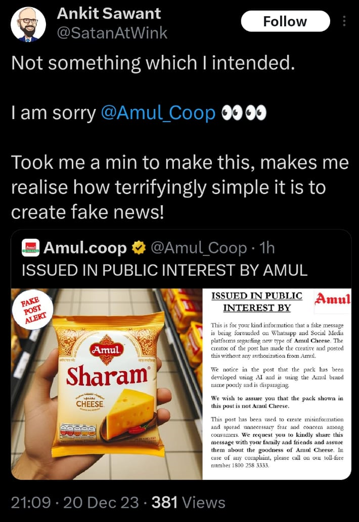 Amul Issues Clarification After 'Sharam Cheese' Image Goes Viral
