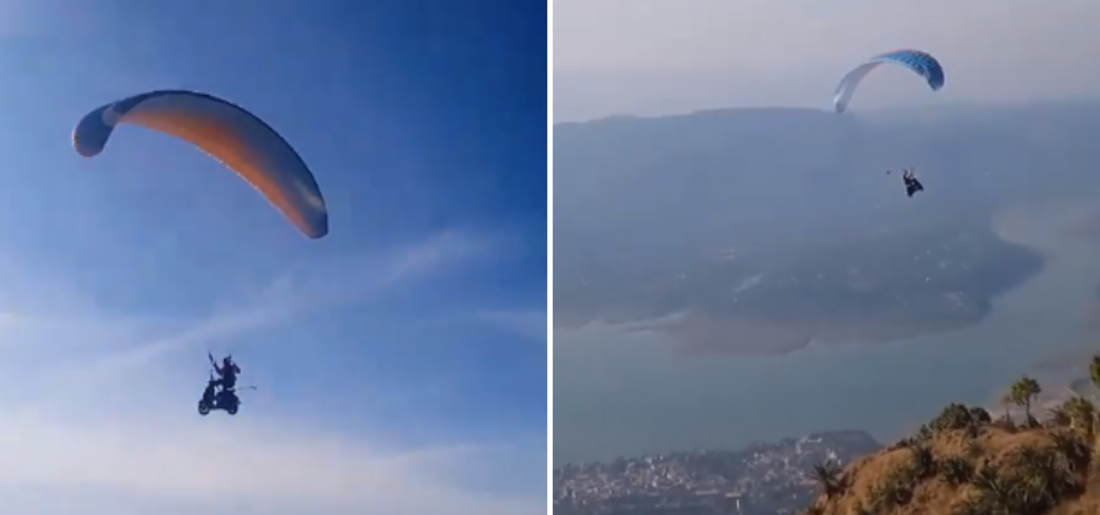 Videos Of Punjabi Man Paragliding On Escooters Go Viral