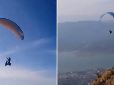 An E-scooter Paraglider Soars Through The Skies With A Punjab Daredevil