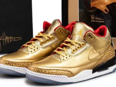 Gold Jordans Found In The Bin 