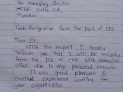 Here's The Handwritten Resignation Letter By Rinku Patel, CFO Of Mitshi India