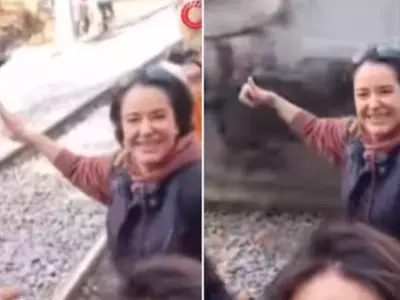 In Front Of A Moving Train, A Woman Almost Loses An Arm By Taking A Selfie