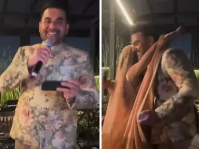 Arbaaz Khan Sings Tere Mast Mast Do Nain For Wife Sshura Khan On Their Wedding Day