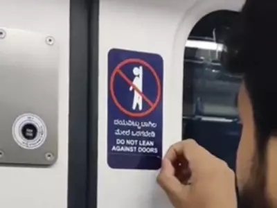 Man Rips Off Sticker Hiding Hindi Instructions On Bengaluru Metro