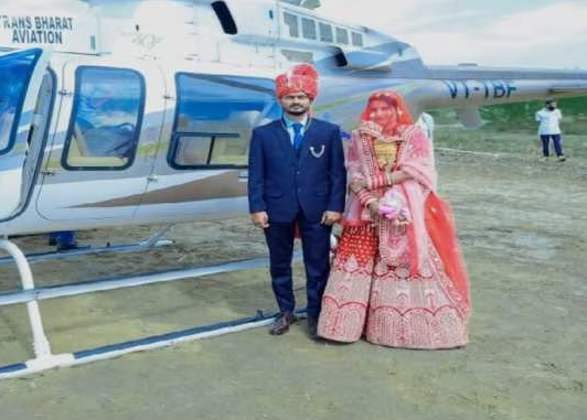 Rajasthan groom brings bride in helicopter