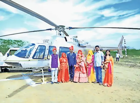 Rajasthan groom brings bride in helicopter