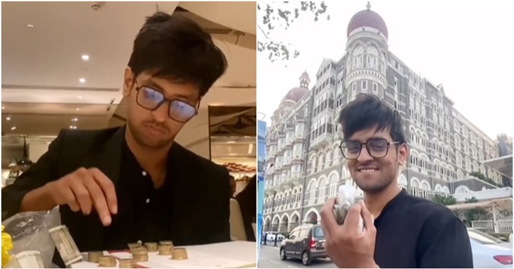 vlogger eats at taj hotel pays with coins internet divided 