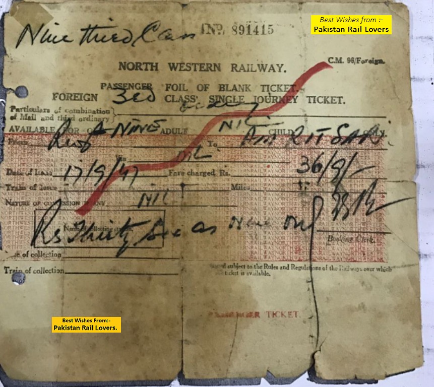 Pakistan To India Train Ticket 