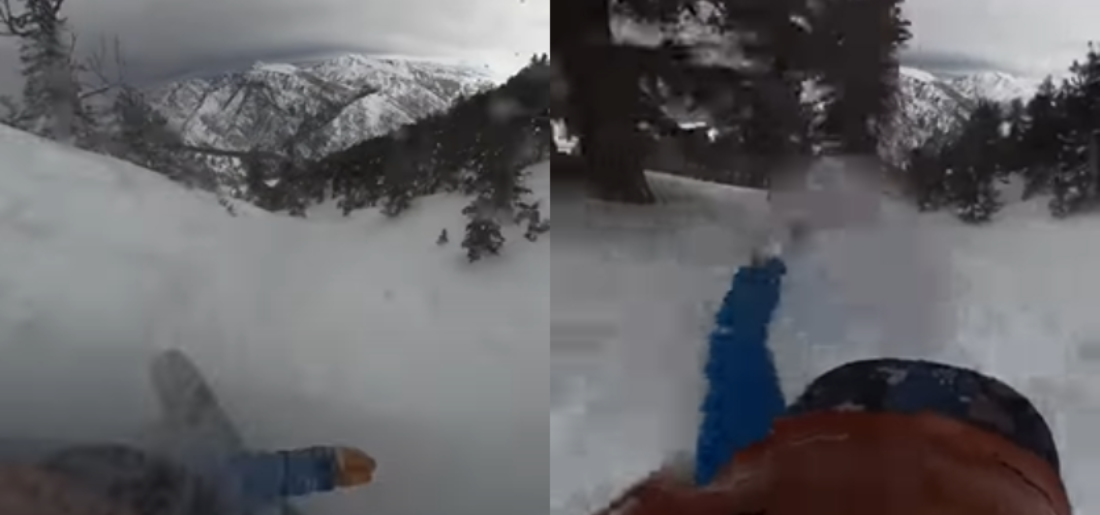 Video Of Man Snowboarding Through An Avalanche Goes Viral