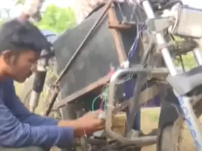 Telangana Man Turns His Motorcycle Into Electric Bike 
