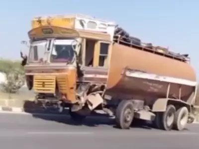 Truck without front wheels 