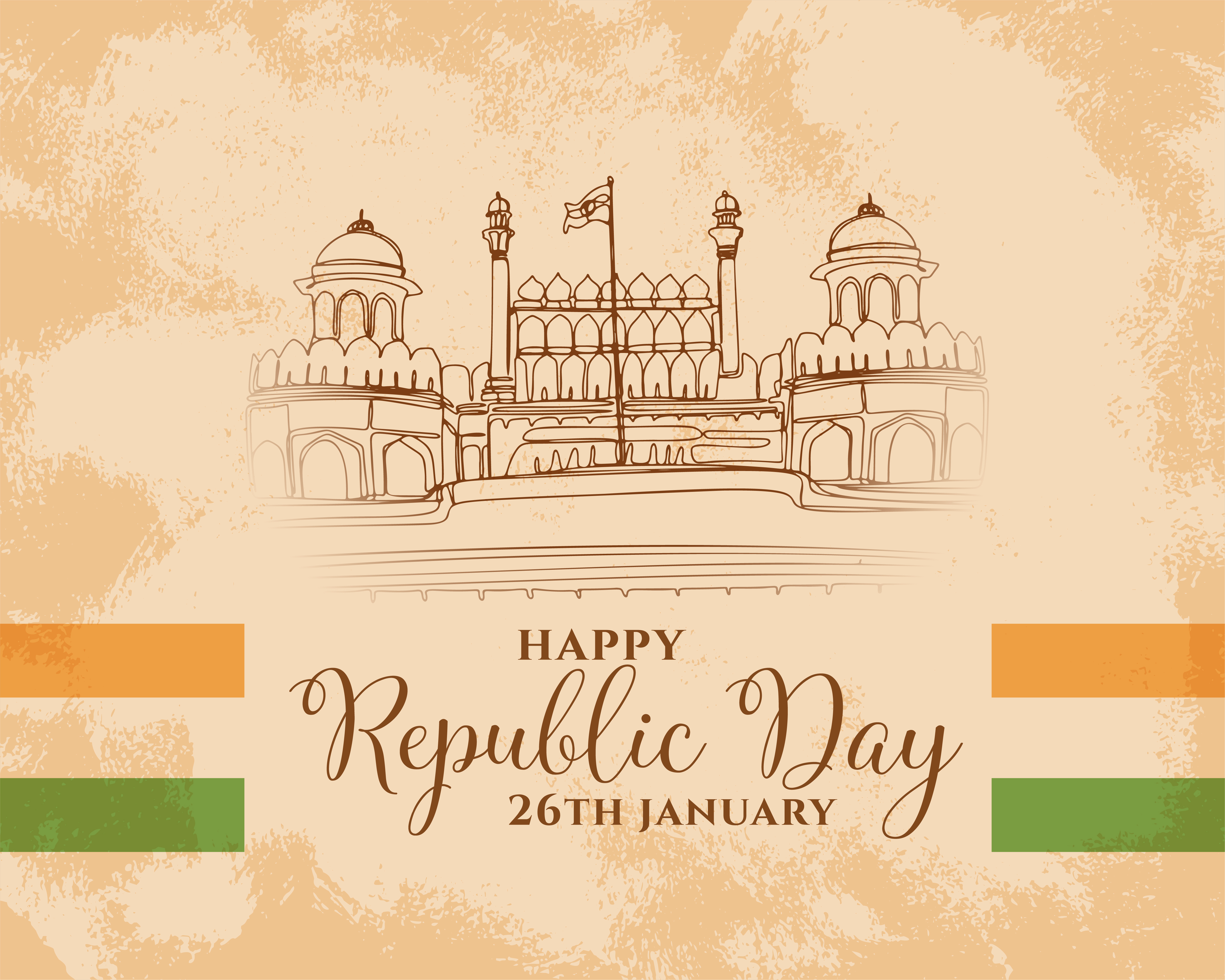 Republic Day India 26 January 2023 with red fort and rainbow, painting  style Stock Illustration | Adobe Stock