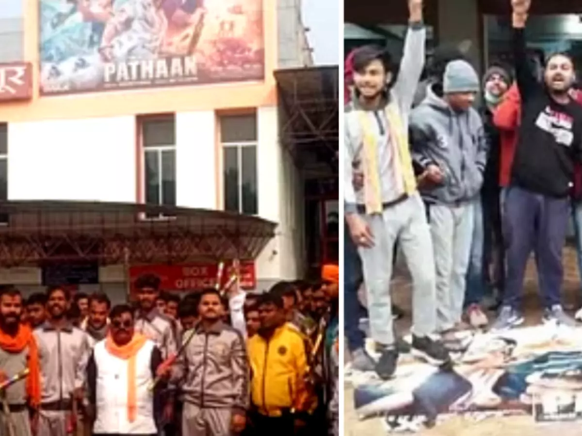 From Chanting 'Jai Shri Ram' To Playing 'Hanuman Chalisa', Bajrang Dal Protests Against Pathaan From Chanting 'Jai Shri Ram' To Playing 'Hanuman Chalisa', Bajrang Dal Protests Against Pathaan