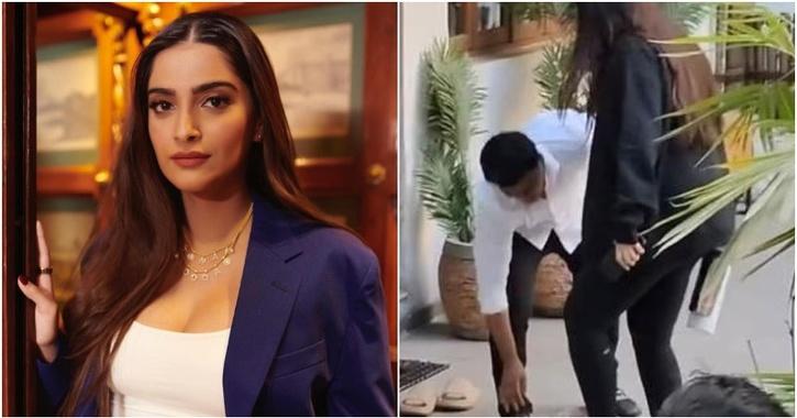 sonam kapoor staff helps her wear chappals netizens slam actress