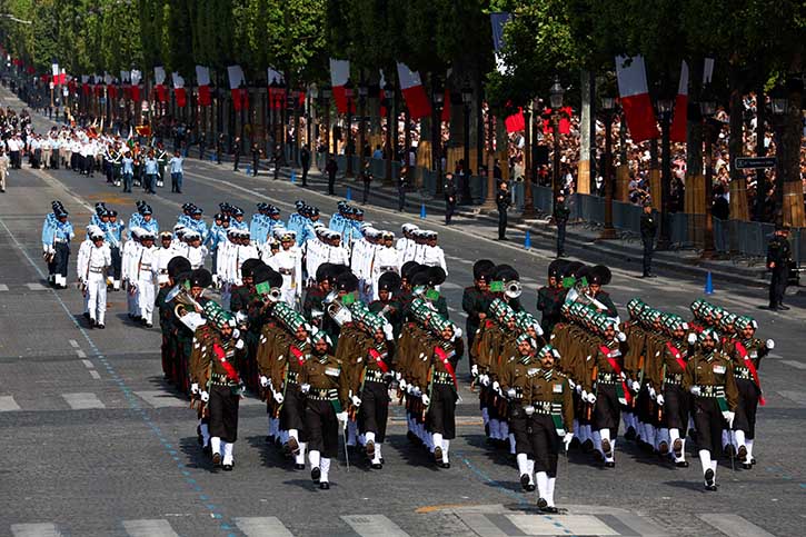 Indian army march in the Bastille Day parade in France