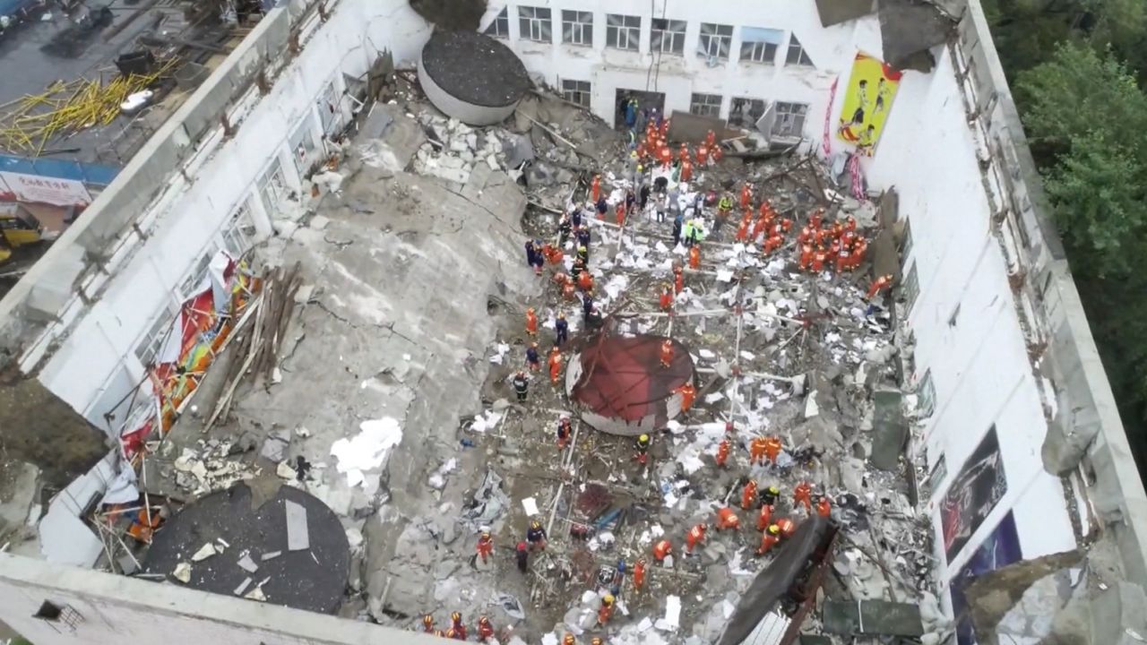 There were 11 deaths after the roof of a school gym collapsed in China