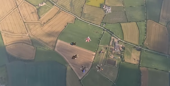 This video shows 41 skydivers setting a British record for the largest sequence of skydivers in a single formation.