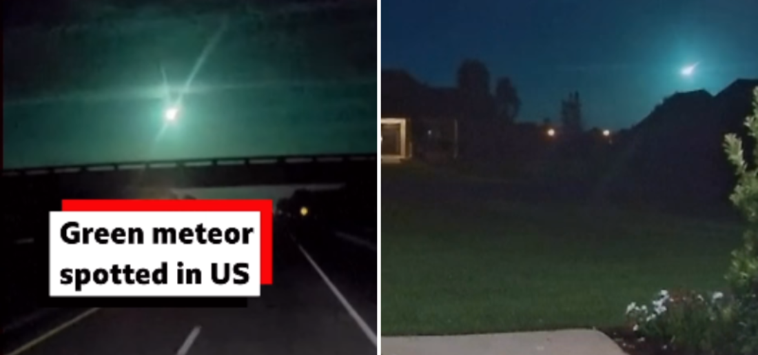 In The US Night Sky, A Green Meteor Shines Brightly