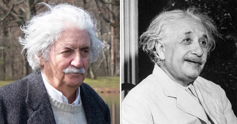 Side-By-Side Comparison Of Real VS Reel Oppenheimer Cast: Tom Conti as Albert Einstein
