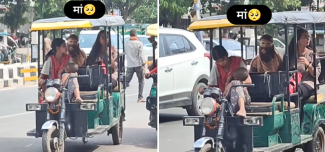 Woman E-Rickshaw Driver Carries Toddler