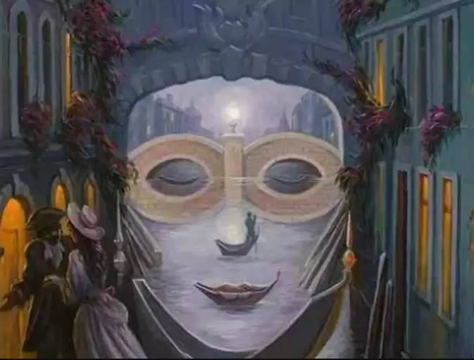 Optical illusion Woman In A Mask