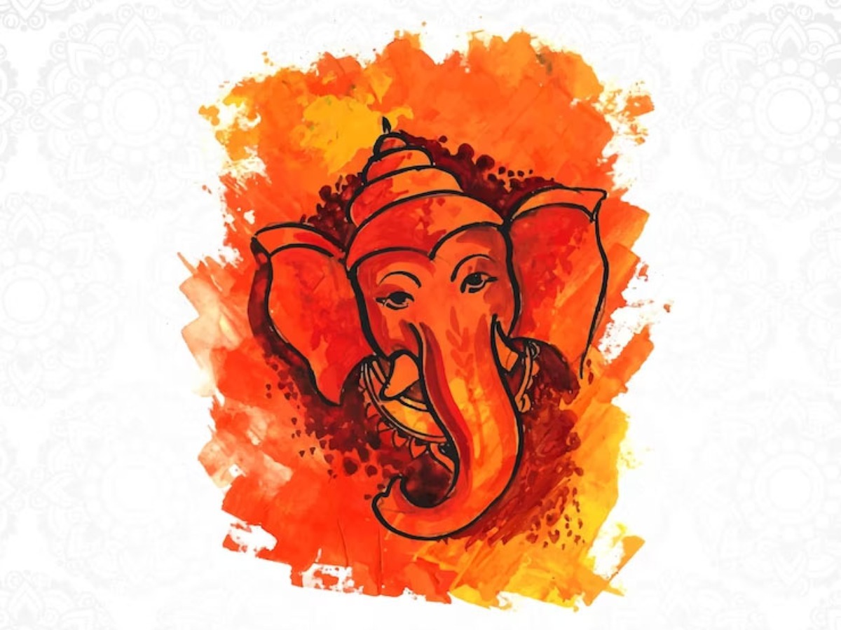 Ganesha illustration, Ganesha Om Ganesh Chaturthi Religion, ganesha,  orange, logo png | PNGEgg