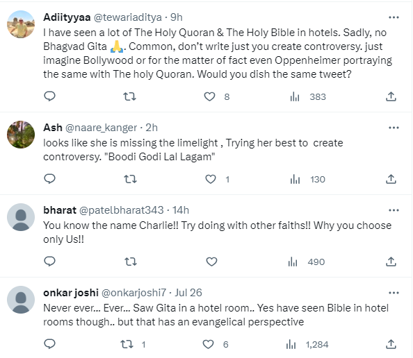 Shobhaa De Backs Oppenheimer S Gita Sex Scene Controversy