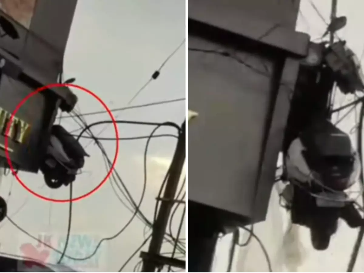 A Scooter Trapped In Power Lines Surprises Netizens In Jammu A Scooter Trapped In Power Lines Surprises Netizens In Jammu