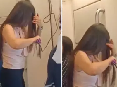 A Video Shows a Girl Using a Hair Straightener on Delhi Metro Which Has Gone Viral